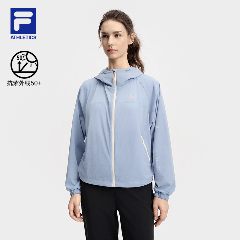 FILA 斐乐官方女士梭织外套2025秋新款健身运动宽松防晒连帽上衣
