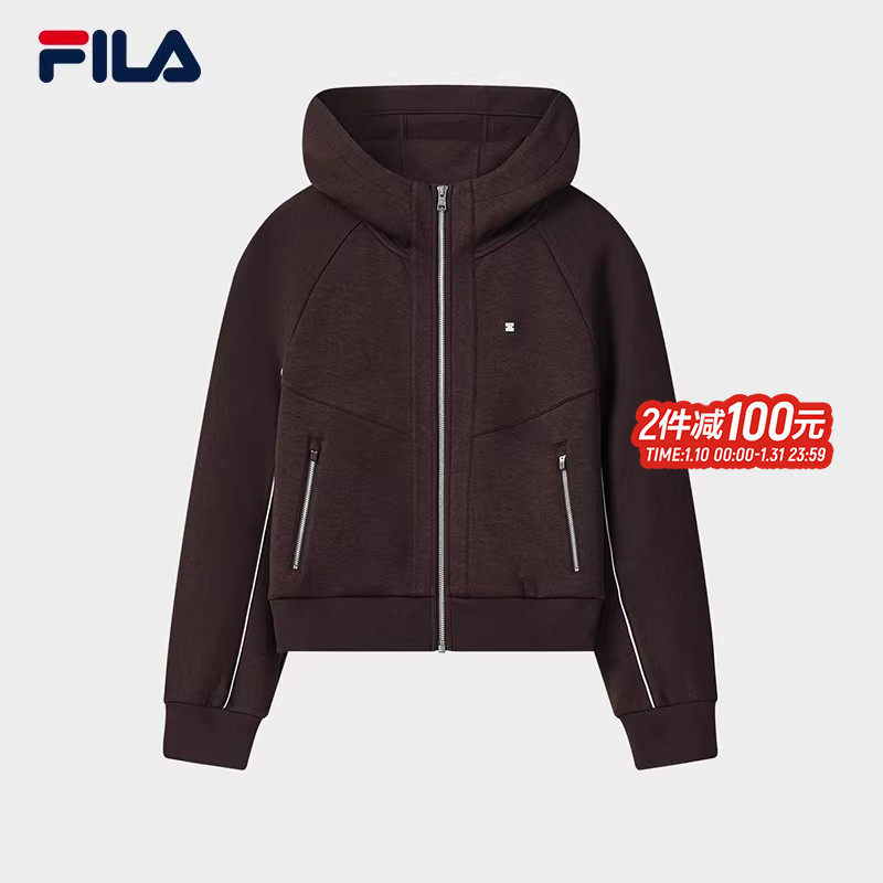 FILA 斐乐官方女士针织连帽外套2025冬新款时尚休闲宽松连帽上衣,运动服/休闲服装,运动茄克/外套,淘宝优惠券,粉丝福利购,淘宝优惠卷