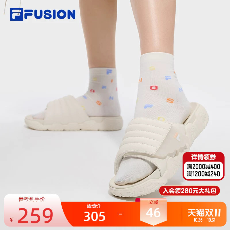 FILA FUSION 斐乐潮牌运动拖鞋女鞋面包鞋2026夏季新款户外男鞋子