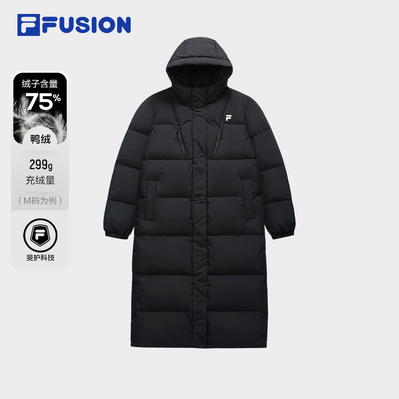 FILA FUSION斐乐潮牌长款羽绒服女2025冬季新款宽松连帽保暖外套,运动服/休闲服装,运动羽绒服,淘宝优惠券,粉丝福利购,淘宝优惠卷