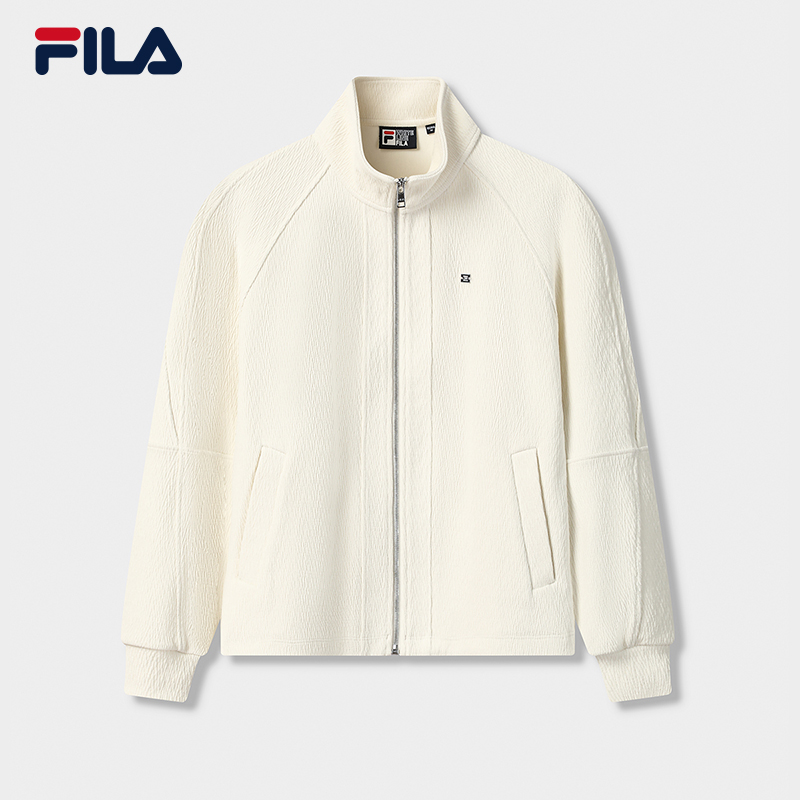 FILA 斐乐官方女士针织长袖外套2025冬新款时尚休闲宽松立领上衣