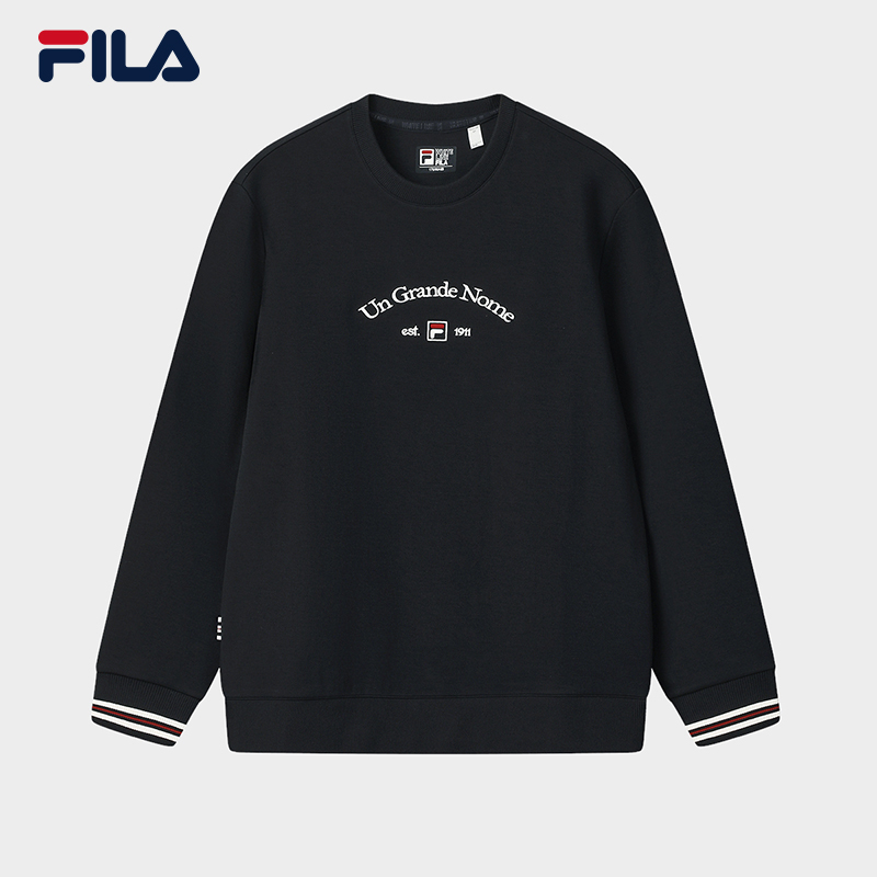 FILA 斐乐官方男子套头卫衣2025冬新款时尚休闲基础针织长袖上衣
