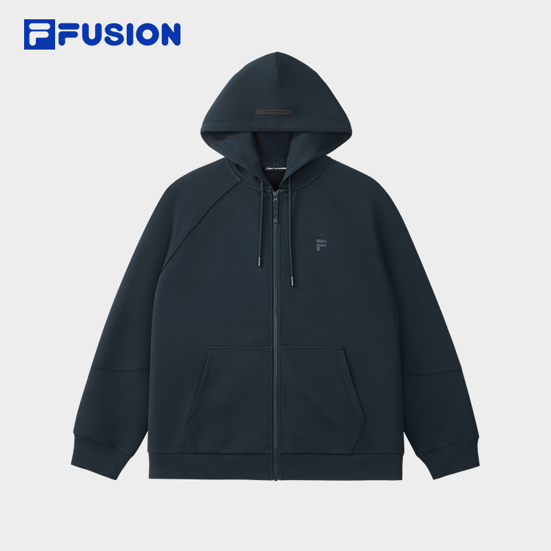 FILA FUSION斐乐潮牌针织连帽外套男2025秋新款时尚休闲宽松上衣