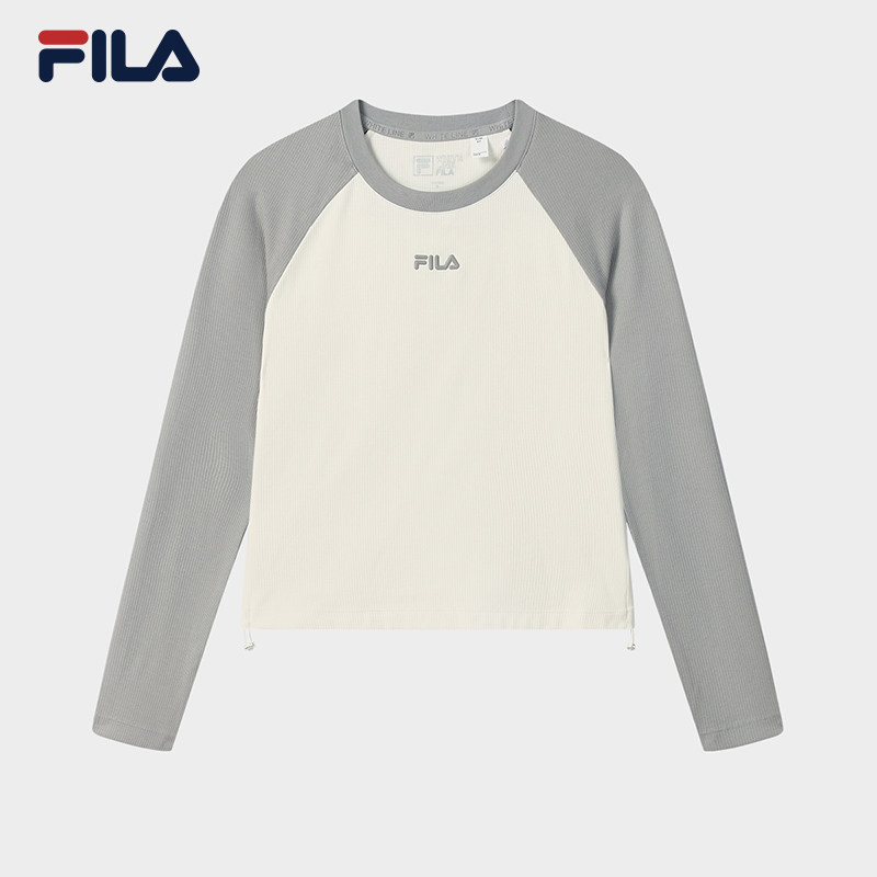 FILA 斐乐官方女子针织长袖衫2025秋季新款时尚修身拼色插肩袖长T,运动服/休闲服装,运动T恤,淘宝优惠券,粉丝福利购,淘宝优惠卷