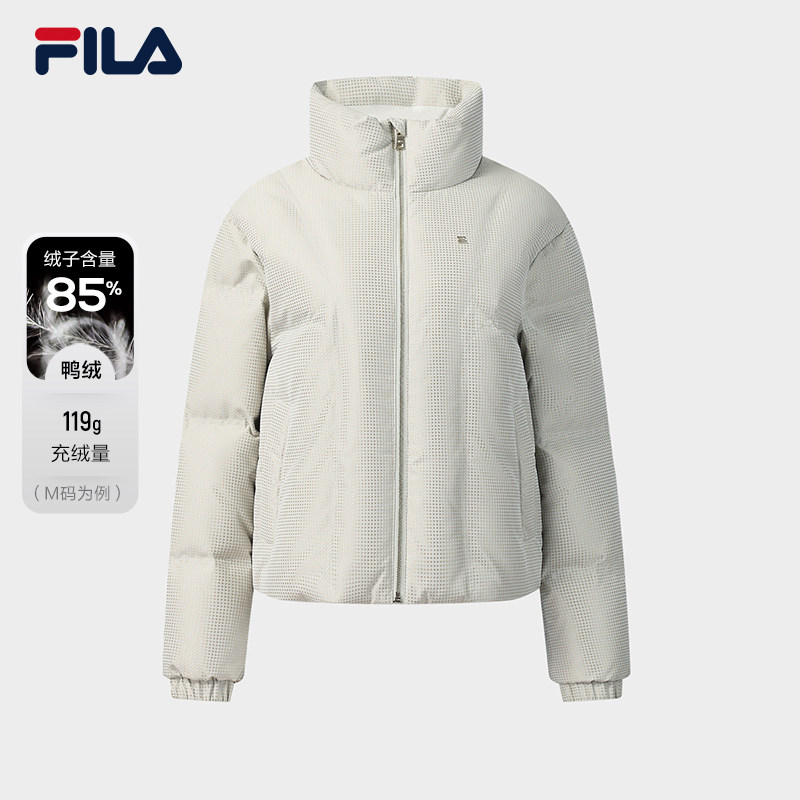 FILA 斐乐官方女士羽绒服2025冬季新款时尚休闲满印立领保暖外套,运动服/休闲服装,运动羽绒服,淘宝优惠券,粉丝福利购,淘宝优惠卷
