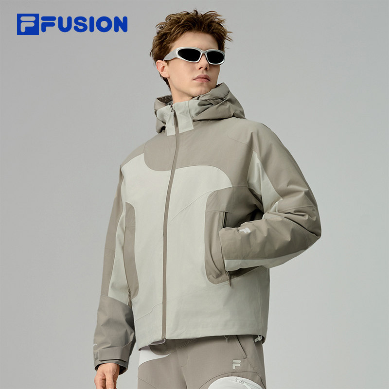 章昊同款FILA FUSION斐乐潮牌羽绒服两件套男2025冬新款保暖外套