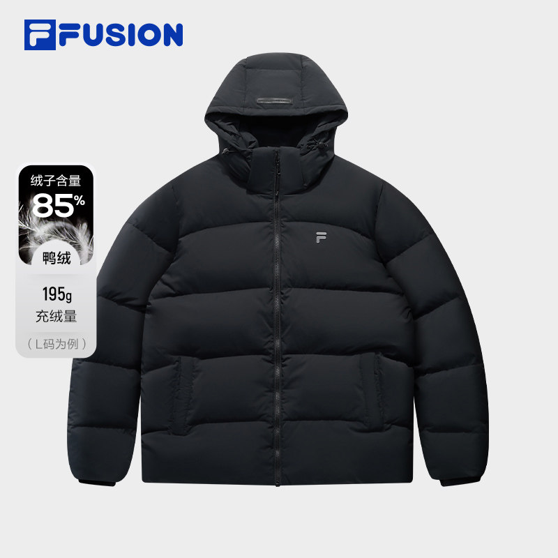 章昊同款FILA FUSION斐乐潮牌羽绒服男2025冬季新款宽松连帽外套