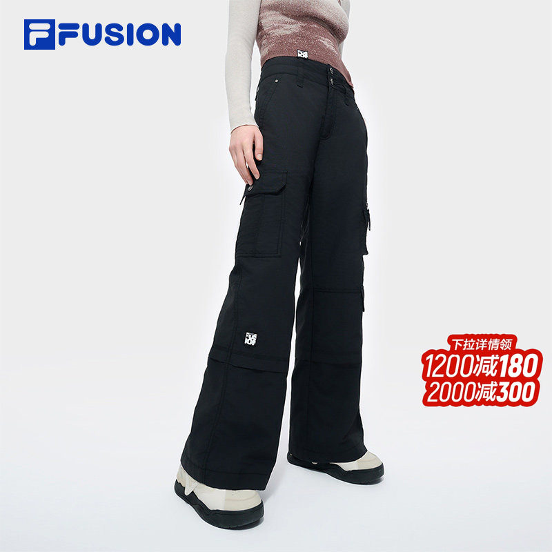 FILA FUSION斐乐潮牌梭织长裤女2025春季新款时尚休闲宽松工装裤