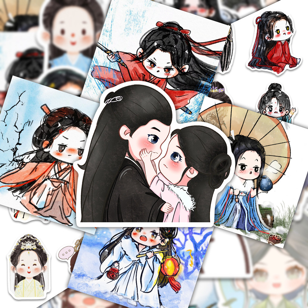 106张赵丽颖林更新与凤行q版贴纸卡通可爱ins水杯手机笔记本防水