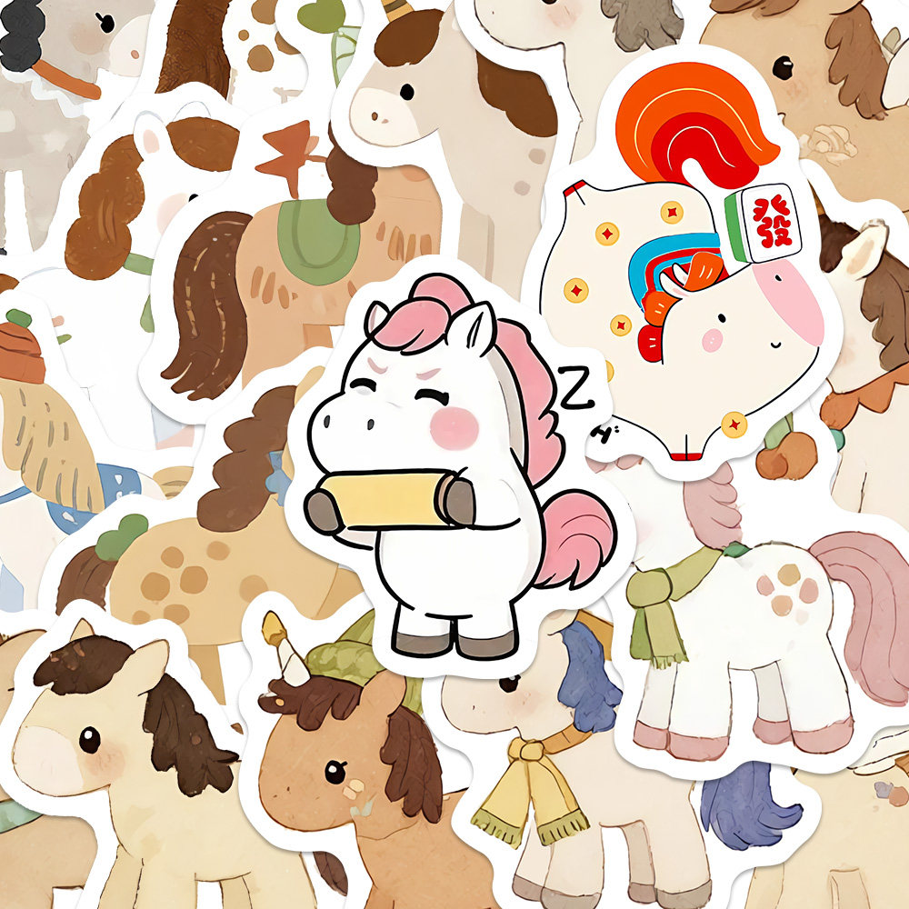 240张缤纷彩绘小马贴纸软萌可爱卡通高颜值手机壳精致贴画装饰