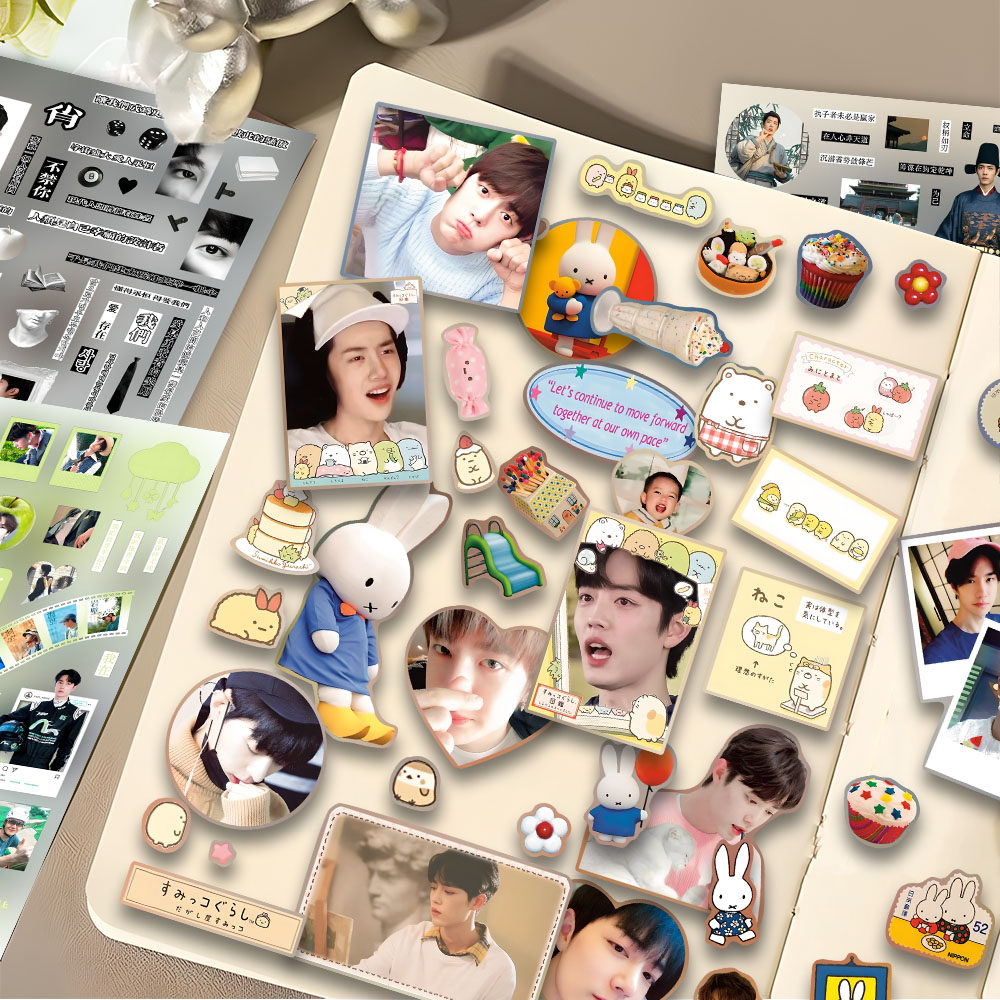 爆款】肖战王一博高颜值精美周边拼贴创意装饰手账素材diy贴纸