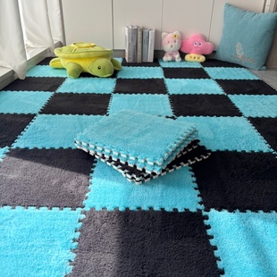 拼接毛绒地毯卧室房间客厅床边毯泡沫地垫ins风大面积全铺可裁剪