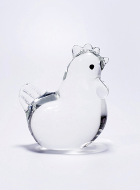 小母鸡可爱生日礼物水晶玻璃创意摆件12生肖动物属相琉璃车载饰品