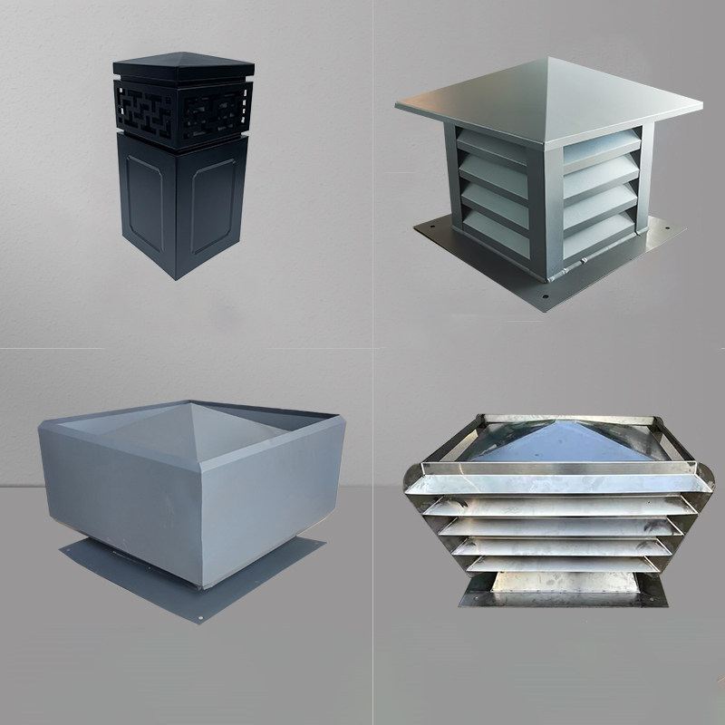 定制铝合金烟囱帽别墅管道式防雨防倒灌屋顶通风排烟风帽百叶帽