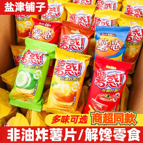 盐津铺子非油炸薯片500g青瓜香辣味烘烤膨化食品休闲解馋小吃零食