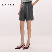 五分裤 裤 通勤西装 高腰阔腿灰色短裤 LANCY 女休闲 朗姿2025年夏新款