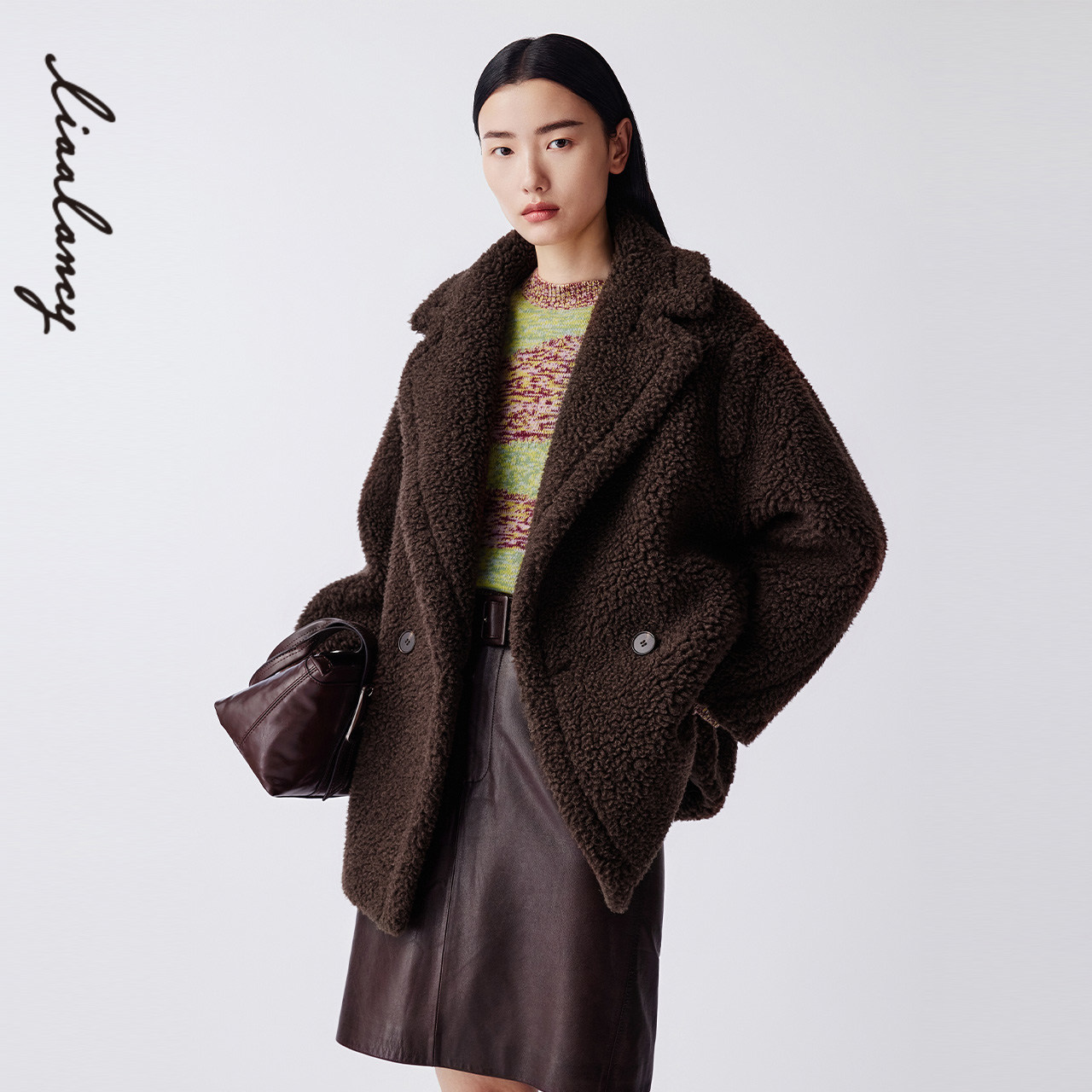 【羊毛驼绒】LANCY/朗姿2025冬新款泰迪熊大衣时尚廓形短颗粒外套,女装/女士精品,毛呢外套,淘宝优惠券,粉丝福利购,淘宝优惠卷