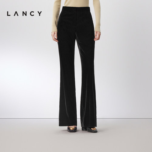 微喇裤型 中高腰头 丝绒质地