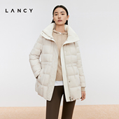 连帽收腰优雅气质显瘦羽绒服女 朗姿2024冬新款 90白鹅绒 LANCY