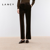 女高级感气质直筒裤 LANCY 裤 复古条绒通勤休闲西装 朗姿2024冬新款