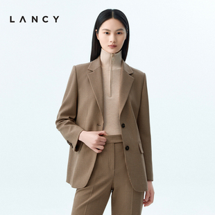 新款 千鸟格西装 朗姿2023秋季 LANCY 外套女OL职业高端西服上衣女