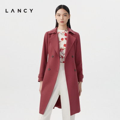 LANCY/朗姿2023春季新款风衣外套女收腰显瘦高级感小众大衣