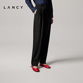 子 LANCY 裤 朗姿2025年秋新款 女捏褶显瘦长裤 气质通勤直筒阔腿西装