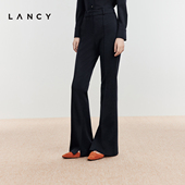 开叉显瘦百搭休闲长裤 LANCY 女 西装 微喇裤 朗姿2024冬新款 羊毛修身