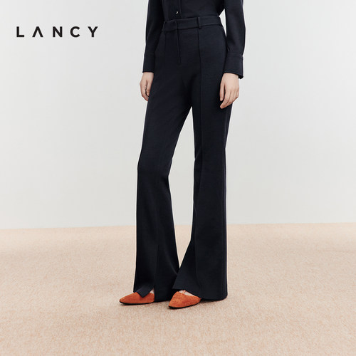 微喇裤型 高腰设计 裤脚开叉