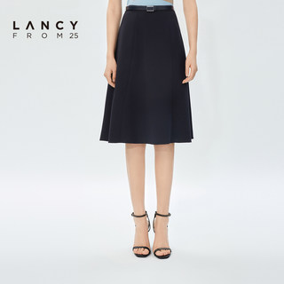 LANCY/悦朗姿夏季新款中长款半身裙子女A字显瘦中高腰纯色半裙女