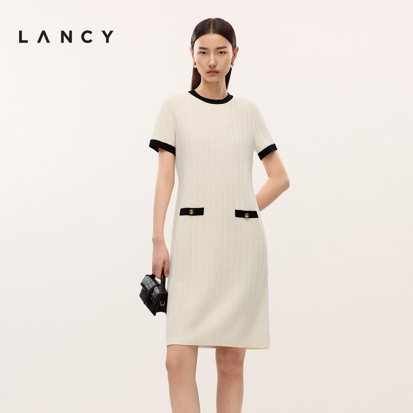 【亮片细闪】LANCY/朗姿夏季新款名媛气质高级感休闲法式连衣裙子图片