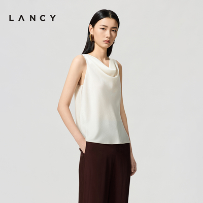 LANCY/朗姿2026夏季新款极简气质荡领无袖背心高级感内搭吊带女