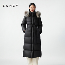 【匈牙利白鹅绒】LANCY/朗姿2025冬新款毛领百搭连帽长款羽绒服厚