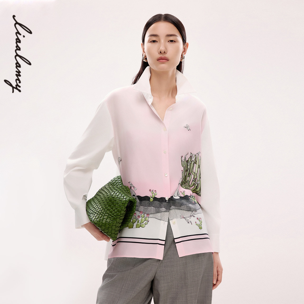 趣味图案 拼色设计 气质翻领