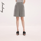 新款 朗姿2025夏季 女 短裤 轻薄羊毛 高端直筒通勤商务西装 LANCY