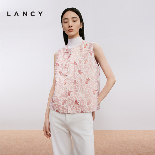 肌理提花 无袖设计 精美盘扣