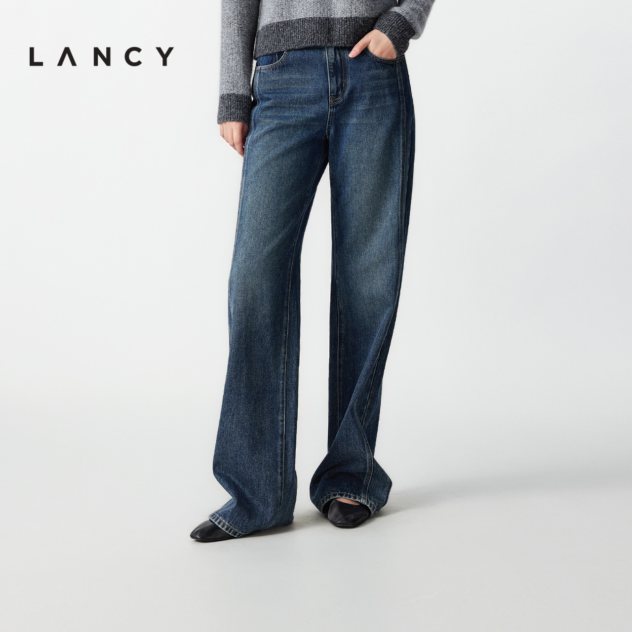 宽松直筒 加长裤脚 做旧工艺