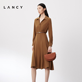 衬衫 通勤连衣裙收腰气质a字裙子女 朗姿24新款 长袖 真丝 LANCY