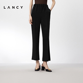 九分通勤西裤 基础款 女 朗姿2024黑色百搭微喇叭宽松阔腿裤 LANCY