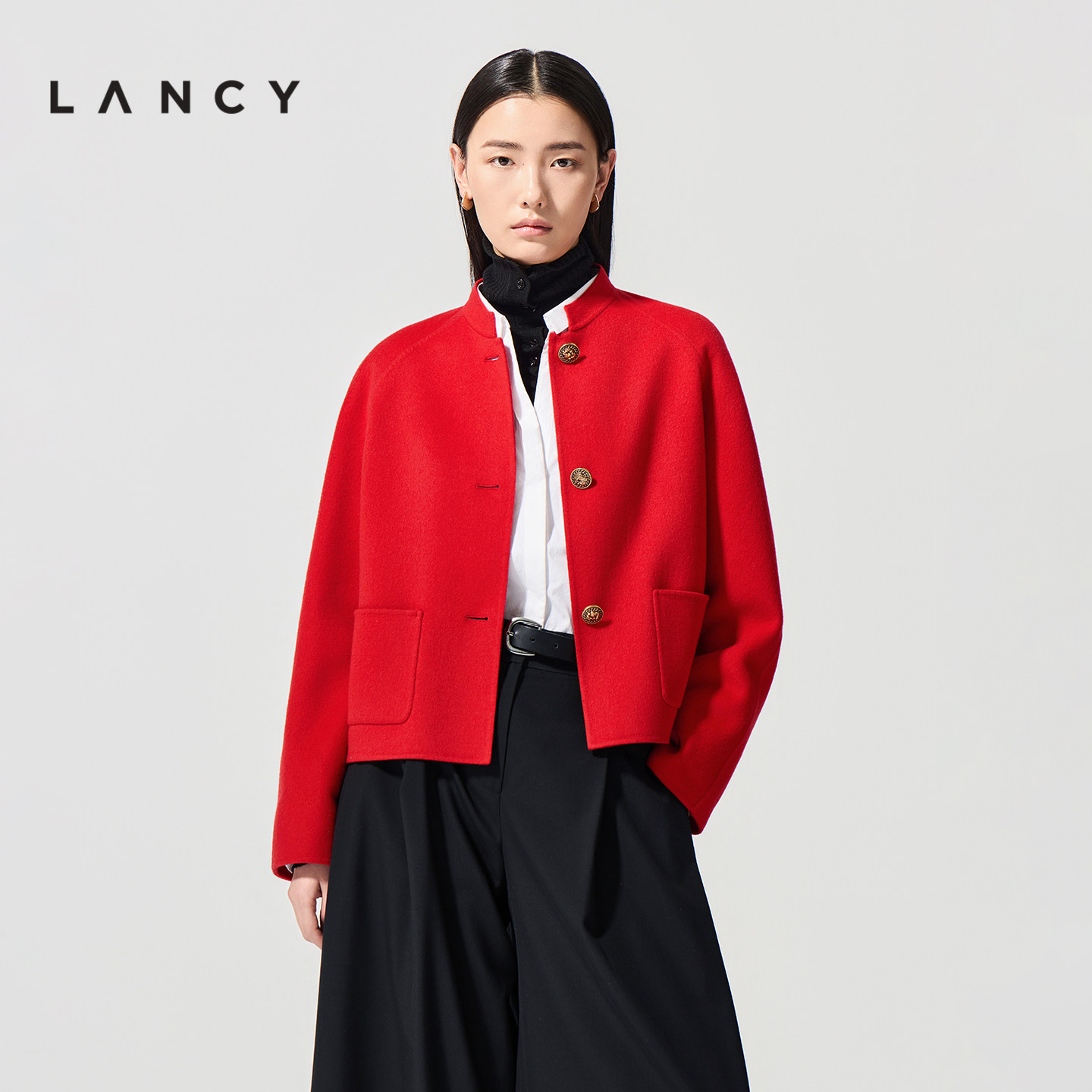【马踏春风】LANCY/朗姿2026春新款纯羊毛中式立领双面呢短大衣女,女装/女士精品,毛呢外套,淘宝优惠券,粉丝福利购,淘宝优惠卷
