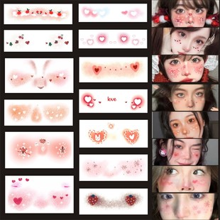 圣诞节妆容纹身贴小鹿可爱麋鹿爱心甜美少女新年元 扮贴纸 旦脸部装