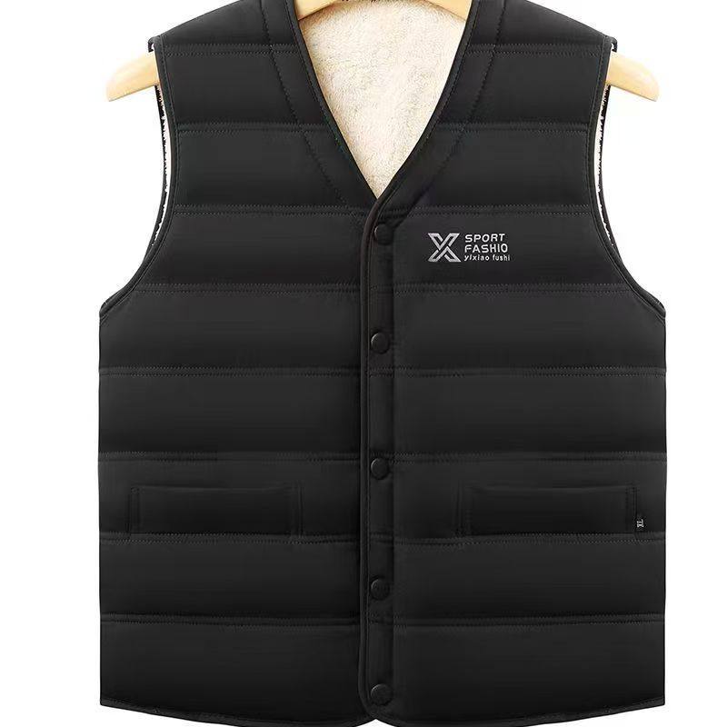 新款秋冬男羽绒棉马甲加绒加厚羊羔绒马夹男保暖背心坎肩男士马甲