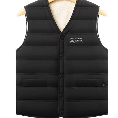 新款秋冬男羽绒棉马甲加绒加厚羊羔绒马夹男保暖背心坎肩男士马甲