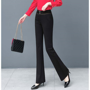 子加绒阔腿裤 高腰微喇叭裤 显瘦休闲长裤 弹力喇叭裤 女春秋新款