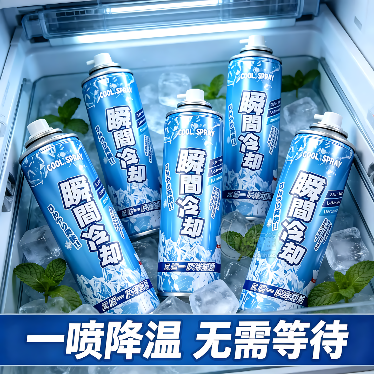 降温喷雾夏季运动军训车内制冷神器干冰瞬间冷却车载清凉解暑神器