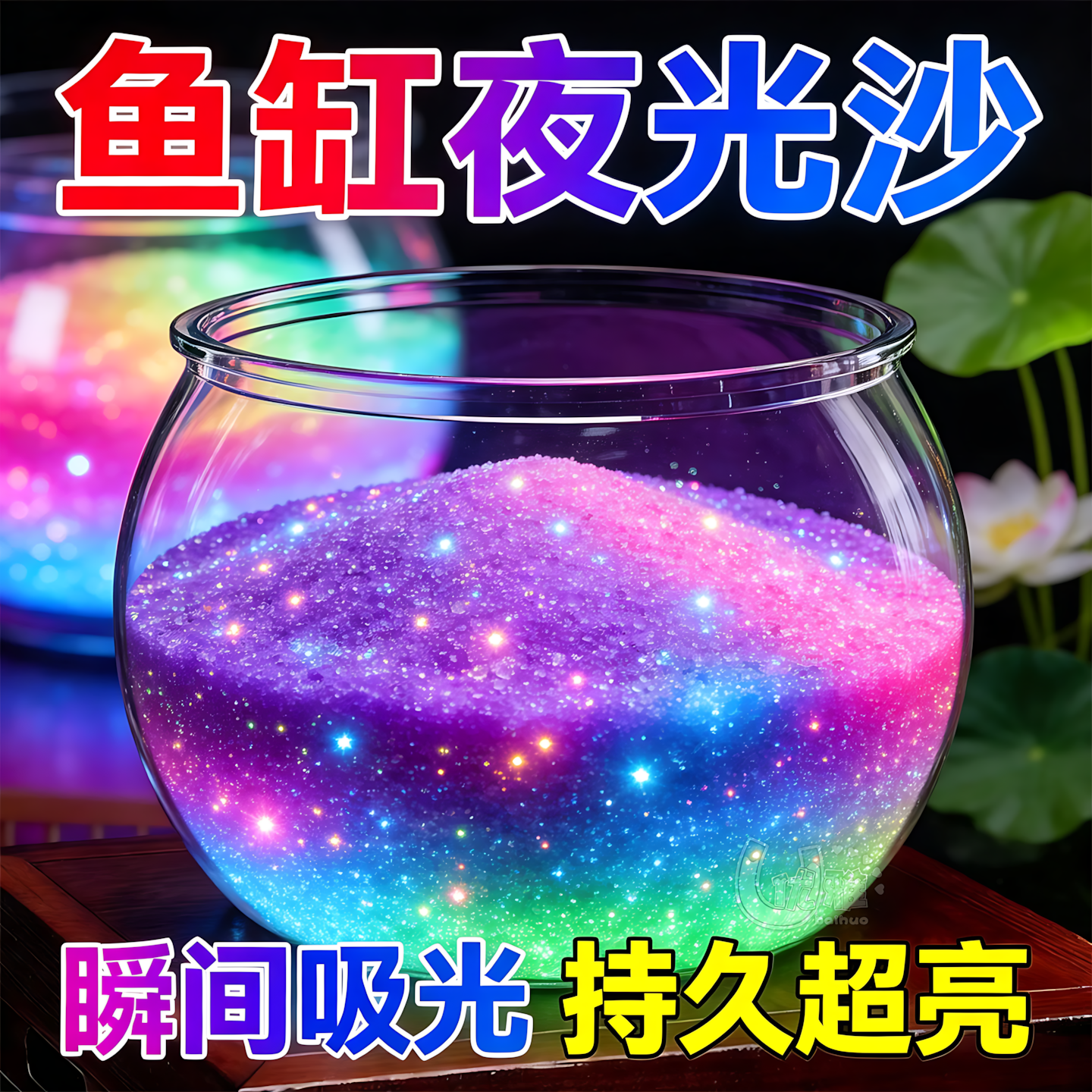 夜光沙鱼缸微景观铺面夜间发光