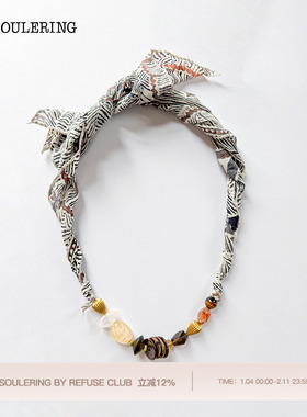 A SOULERING BY REFUSE CLUB 26SS 天然水晶 古巴璃彩丝巾项链