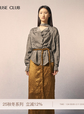 REFUSE CLUB 25秋冬新款乌云灰提花荡领衬衫