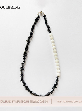 A SOULERING BY REFUSE CLUB 26SS 天然水晶项链 墨白凝珠