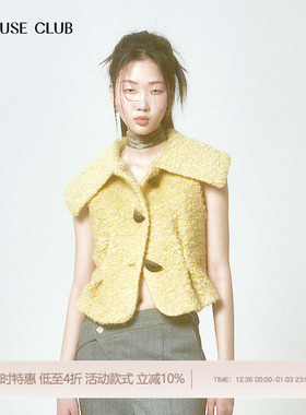 REFUSE CLUB 秋冬女装羊毛羊驼收腰修身背心马甲